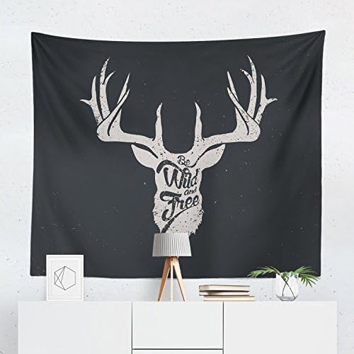 Deer Tapestry - Antlers Wild Free Skull Hipster Wall Tapestries Hanging Décor Bedroom Dorm College Living Room Home Art Print Decoration Decorative - Printed in the USA - Small Medium Large Sizes