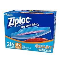 Ziploc Double Zipper Quart Freezer Bags, 216 Count