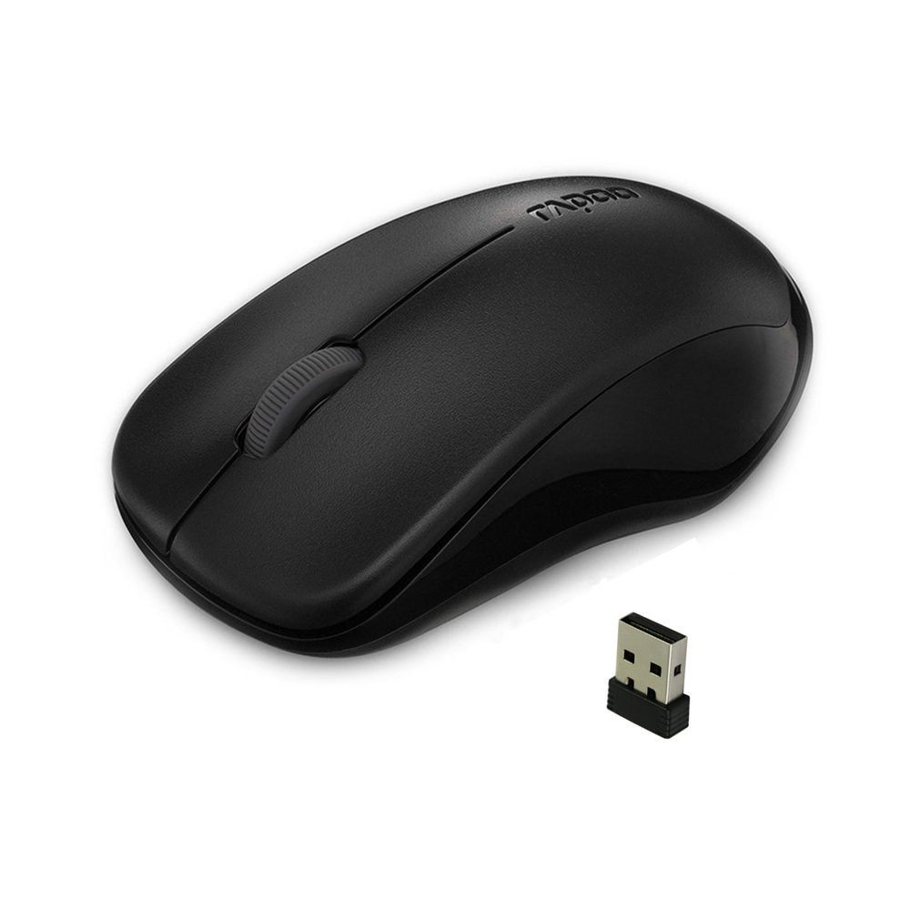 Rapoo 1680 Silent Wireless Optical Mouse with Nano USB Receiver,Mute Button Click for Notebook, PC, Laptop, Computer (Black)