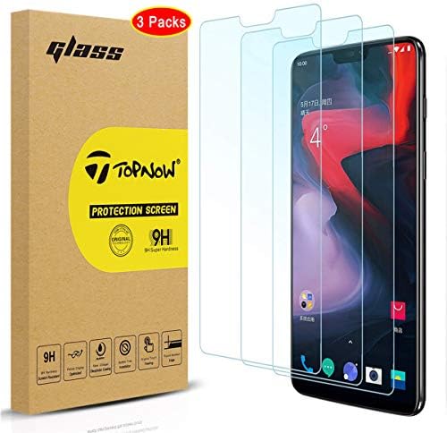 Topnow [3 Pack Compatible OnePlus 6 Screen Protector, 9H Hardness [Half Coverage] Tempered Glass Screen Protector Film for One Plus 6 - Clear