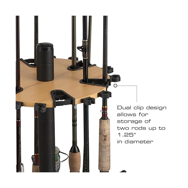 Rush-Creek-Creations-Round-Spinning-24-Fishing-Rod-Rack-with-Dual-Rod-Clips