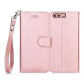 Huawei P10 Plus Case,FYY [RFID Blocking wallet] 100% Handmade Wallet Case Stand Cover Credit Card Protector for Huawei P10 Plus Rose Gold