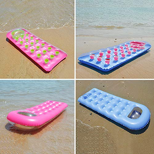 Floating Lounger Swimming Pool Float, Clear Inflatable Air Mat Pillow Bed, Comfortable Hammock Island Rafts with Air Cushion 71" 28" for Ages 6+,Blue