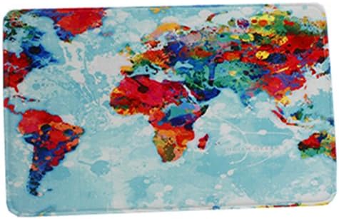 Ihome888 Bath Rugs,Watercolor World Map Polyester Fabric Non Slip Rubber Backing for Bathroom Kitchen Mats, 31L x 20W Inch, Colorful