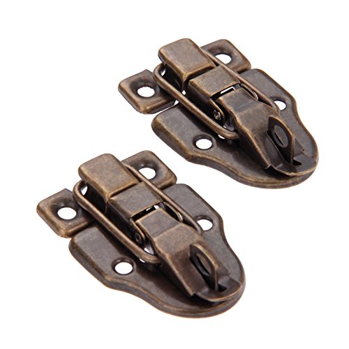 Dophee 2Pcs 2.32"x1.57" Antique Bronze Retro Style Iron Toggle Fit Case Box Chest Trunk Latch Hasps