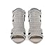 City Classified Open Toe Perforated Lace up Elastic Side Stacked Chunky Heel Sandal