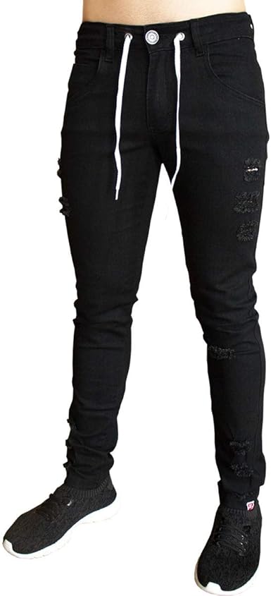 calça jeans preta masculina rasgada