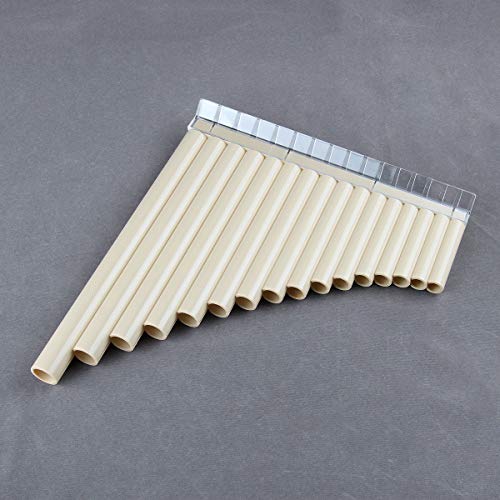 New Arrival 16 Pipes Pan Flute Pan Pipe G Key ABS Plastic Traditional Woodwind Musical Instrument for Beginner and Musical Lover (16 Pipes, ice white)