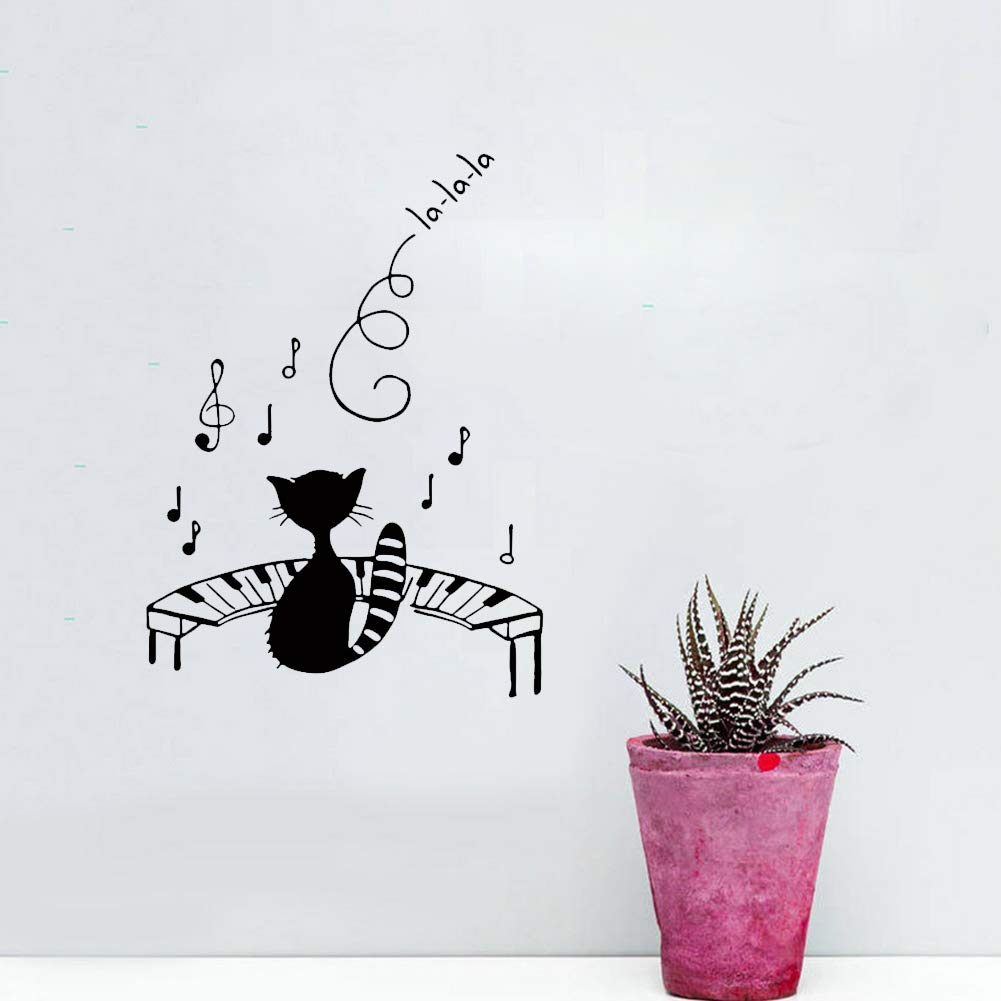 Uranusin Notas de la música DIY del Gato del Piano Pegatinas de Pared