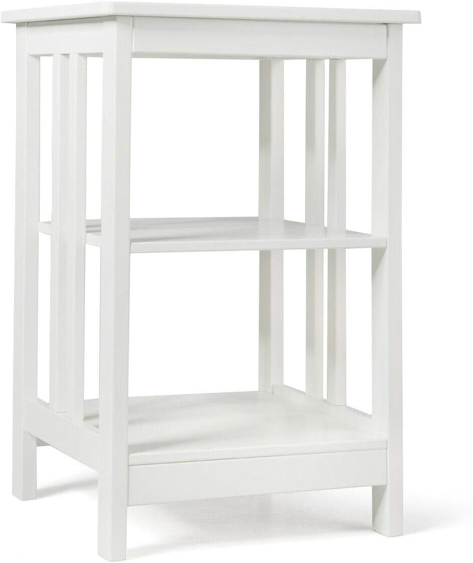 Enjoyshop 3 Tier Nightstand Side Table With Baffles And Corners Solid And Durable Construction Elegant Design Useful Furniture Living Room Bedroom Contemporary Decor Bookcase Storage Space Black Furniture Sets Office Products