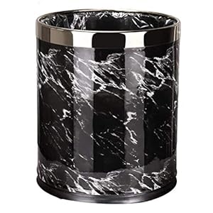 MADHEHAO Open Top Ronde Lederen Metalen Prullenbak, kleine Office Afvalmand, lederen Keuken Vuilnisbak, commerciële…