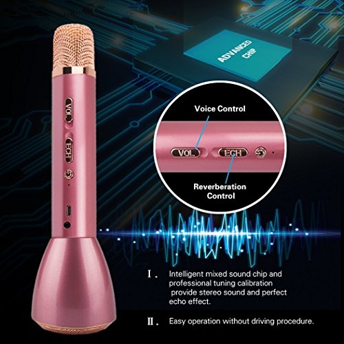 image for Kindak Wireless Karaoke Microphone, Handheld Bluetooth Speaker Player 