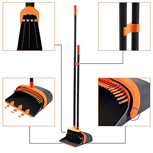 image for SANGFOR Dustpan and Broom Set Broom and Dustpan Set Upright Stand Up D