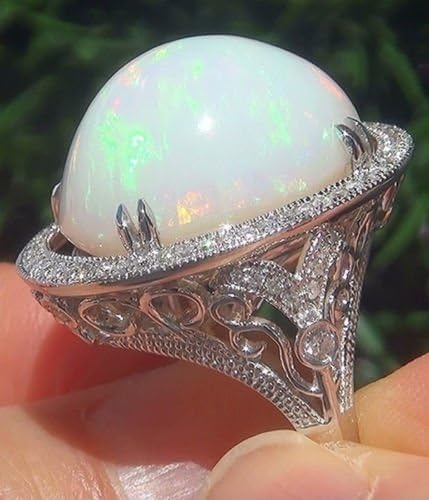 Wassana925 Silver Fire Opal Gems Huge Women Wedding Rings Fashion Lady Cocktail Jewelry (8)