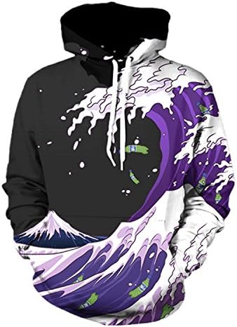 Musamk Dashing New Fashion Hoodie 3D Print Waves of Purple Sprite Sweatshirt Long Sleeve Hooded Tops For Men Women Plus Size Dropship High Grade