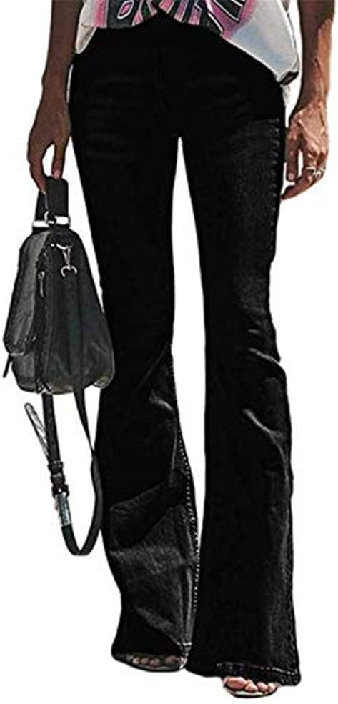 Women's Regular Slim Fit Denim Solid Color High Rise Flared Bootcut Jeans