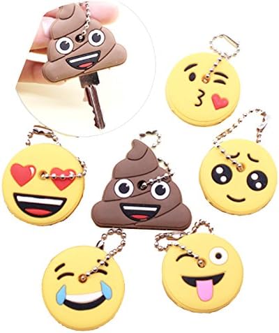 Emoji Key Covers 6 Pack Set | Backpack and Bag Tags | Key Finder