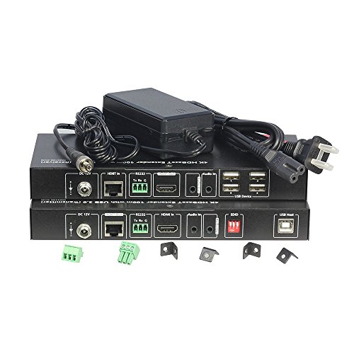 AV Access USB KVM Extender,100m(330ft) 4K 60Hz over Cat5e/6a ,Keyboard+Mouse+HDMI+USB,4 ports USB2.0,RS232,Independent EDID Management