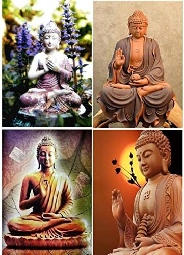 VIccoo 4 Pack Buddha 5D DIY Diamond Painting Kits Full Drill Rhinestone Embroidery Cross Stitch Home Decor Crafts