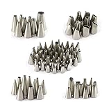 NIKOCAKE 52pcs Cake Decorating Set, Stainless Steel Icing Piping Tips, 2 Flowers Nails, Coupler, Cleaning Brush and Storage Case for Beginners and Professionals, Use For Decoration Cupcakes, Fondants
