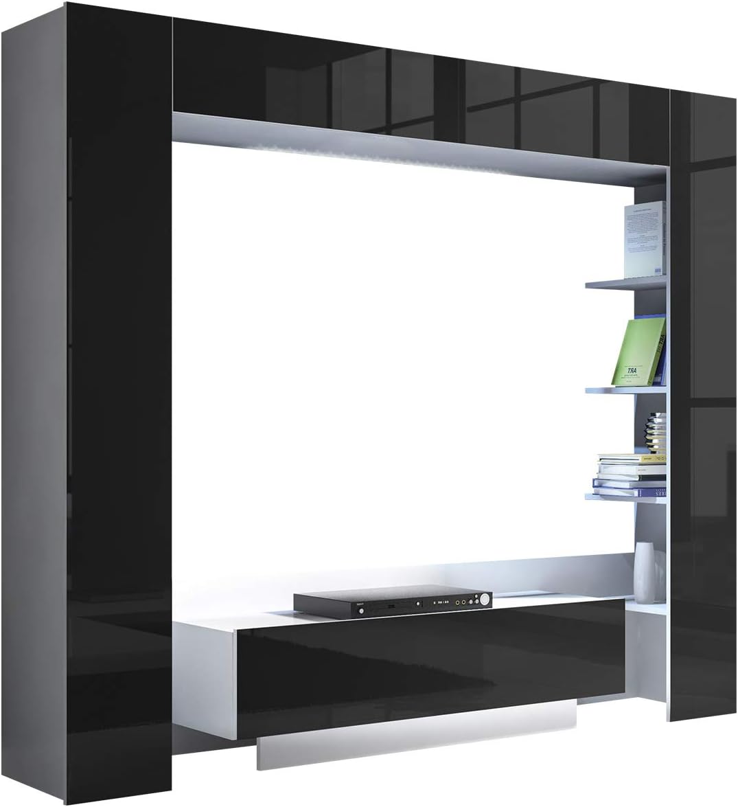 Ii Halvar Two Bxhxt Newfurn Wohnwand Anbauwand Modern Wohnzimmerschrank Wohnlandschaft Mediawand Fernsehschrank Ii 170x124x 46 Cm In Grau Schwarz Hochglanz Wohnzimmer Cncargentina Com Ar