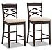 Leick Wood Double Cross Back Counter Height Bar Stool with Beige Microfiber Seat, Set of 2