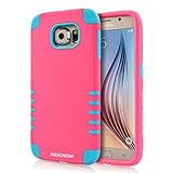 S6 case, Pasonomi® 3-piece 3 in 1 Combo Hybrid Defender High Impact Body Armor Hard Pc & Silicone Case Protective Cover for Samsung Galaxy S6 (Hot Pink)