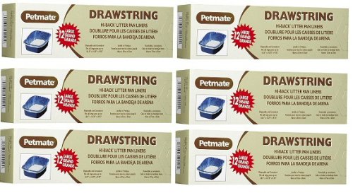 Petmate Drawstring Hi Back Litter Pan Liner Large 72 ct (6x12ct)
