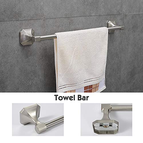 Gricol 4-Piece Bathroom Hardware Brushed Nickel Stainless Steel Accessory Set Towel Bar Wall Mounted