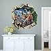 Wall Decor Stickers 3D Dinosaur Removable Wall Art Easy Stick&Peel Break The Wall Dinosaur Decals for Kids Boys Girls,19.7 X 19.7 Inch