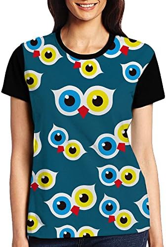 TYF TOPS Owl Cartoon Womens Round Neck Casual Top