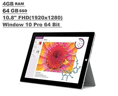 Microsoft Surface 3 Tablet (10.8-inch FHD (1920x1280), 4GB RAM, 64GB SSD, Intel Atom 1.6Ghz, Windows 10 Professional 64 Bit) (Best Paid Antivirus For Windows 10 64 Bit)