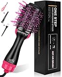 One Step Hair Dryer & Volumizer - Hot Air Brush by BONTIME, 2-IN-1 Negative Ions Hair Dryer & Styler for All Hair Type, Get Salon Blowouts at Home,Black