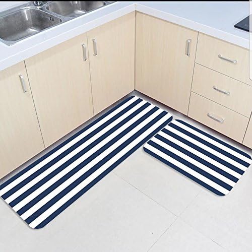 Amazon.com: 2 Piece Kitchen Mats and Rugs Set Navy Blue and White 