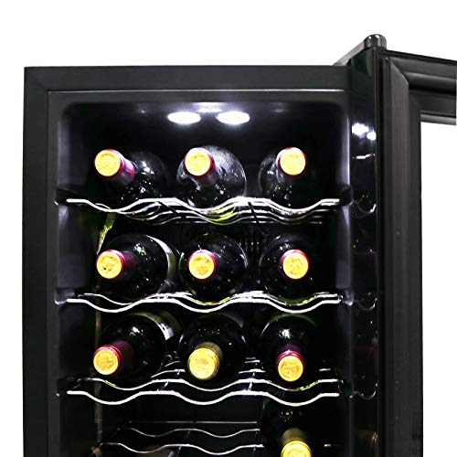 SUPER DEAL 18-Bottle Touchscreen Wine Cooler Thermoelectric Freestanding Red White Wine Champagne Chiller Wine Refrigerator (18-Bottle)