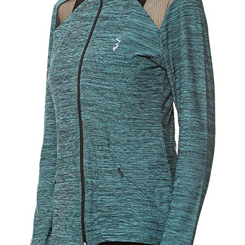 campus sutra women netted thumb hole sports jacket green