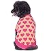 Blueberry Pet Cutie V-Neck Dog Sweater in Shrimp Color with Pink Hearts, Back Length 16