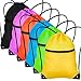 Paxcoo 6 Pack Drawstring Backpack with Pocket Cinch Sack String Tote Nap Bag Bulk for Gym