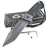 TEK Spring Assisted Opening HEAVY DUTY Folding Pocket Knife: 8Cr13MoV Razor Sharp Blade - LMF Style Pommel lanyard - Lighting Fast Deployment