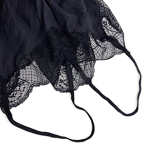 MIBOW Women's Cami Tank Top V Neck Strappy Lace Trim Spaghetti Strap Halter Vests Shirt Camisole Tank Top,Black (Medium, Black)