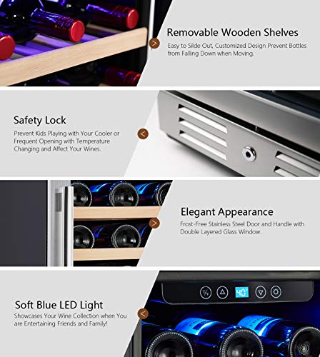 Kalamera-15-Wine-Cooler-and-Fridge-30-Bottle-Built-in-Wine-Refrigerator-For-Kitchen-or-Bar-with-Blue-Interior-Light-Temperature-Memory-Function