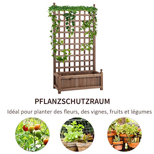 Outsunny Pflanzkasten Blumenständer Rankgitter Rankkasten Rosenbogen mit Leckage-Löcher Garten Holz Dunkelbraun 64 x 28… – Bild 4