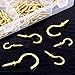 120Pcs 6 Sizes Metal Screw-in Ceiling Hooks Kit, Gold Self-Tapping Cup Hooks for Home/Workplace/Office (Q-Screw)