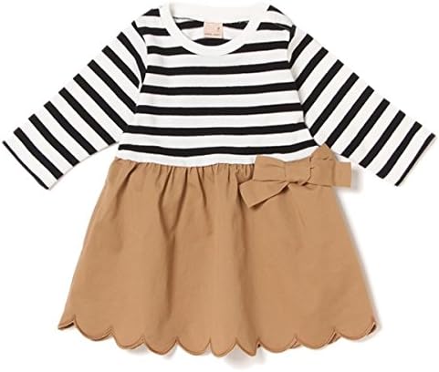 Amazon プティマイン Petit Main ボーダードッキングワンピース オフホワイト 100 003 ワンピース チュニック 通販