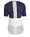 Pinleck Women's Breastfeeding and Nursing Short Sleeves Lace Striped Shirt Tops Clothes (M, Blue)