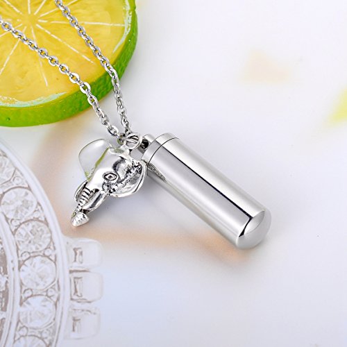 image for HooAMI Cremation Jewelry Ash Holder Cylinder Urn Pendant Necklace Memo