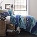Lush Decor Royal Empire Reversible Cotton Quilt Set - 3 Piece Striped Bedding Set - Bold & Colorful Bohemian Patterns - Soft Cotton Feel - Full/ Queen, Peacock