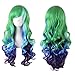 Kuulee Women's Multi-color Full Wig Long Curly Hair Heat Resistant Wigs Harajuku Style Hair Wigs Costume Wigs for Cosplay/Party Lolita