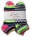 ComfortNFashion Women's Low Cut Socks Multi Pack- 20 Pairs (9-11, Neon Stripes (2063-1))