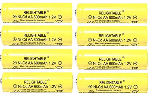 Solar Light AA Ni-CD 600mAh Rechargable Batteries (Pack of 8)